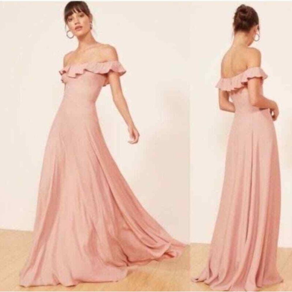 Reformation Blush Pink Off the Shoulder Dress Size 6